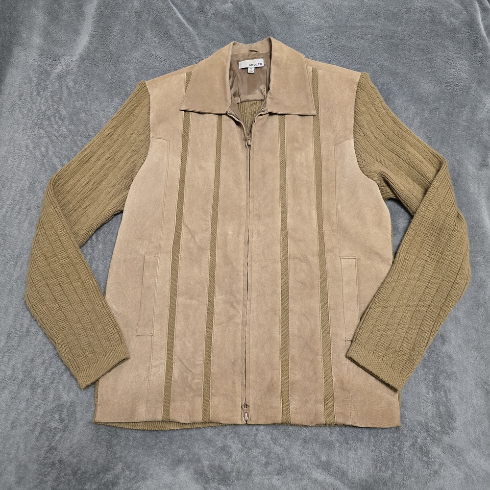 ADOLFO Vintage Suede & Knit Sweater Jacket Size M